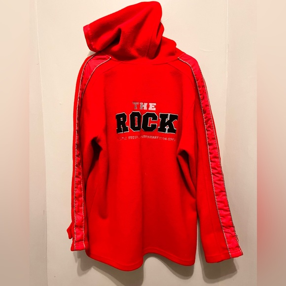 The Rock - Men’s Large -Alcatraz Federal Penitentiary Fleece Hoodie -Red & Black - Picture 2 of 13